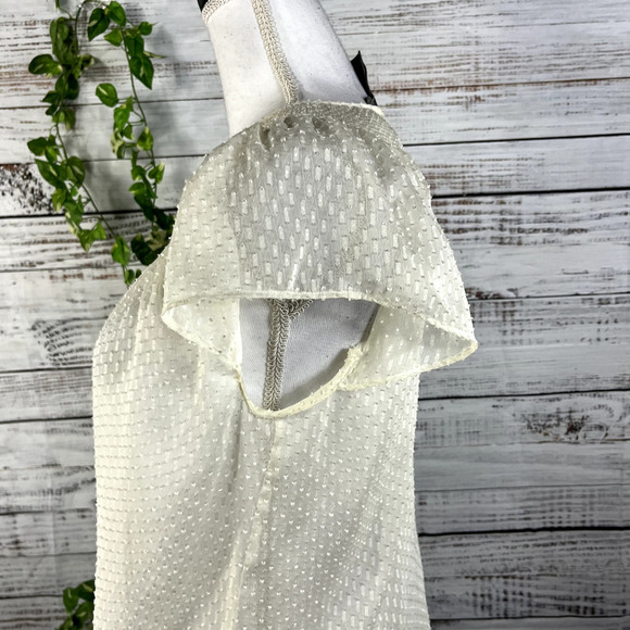 Girls From Savoy Anthropologie Blouse Top size 6 Cream Ivory Sheer Smocked Boho - Picture 9 of 12